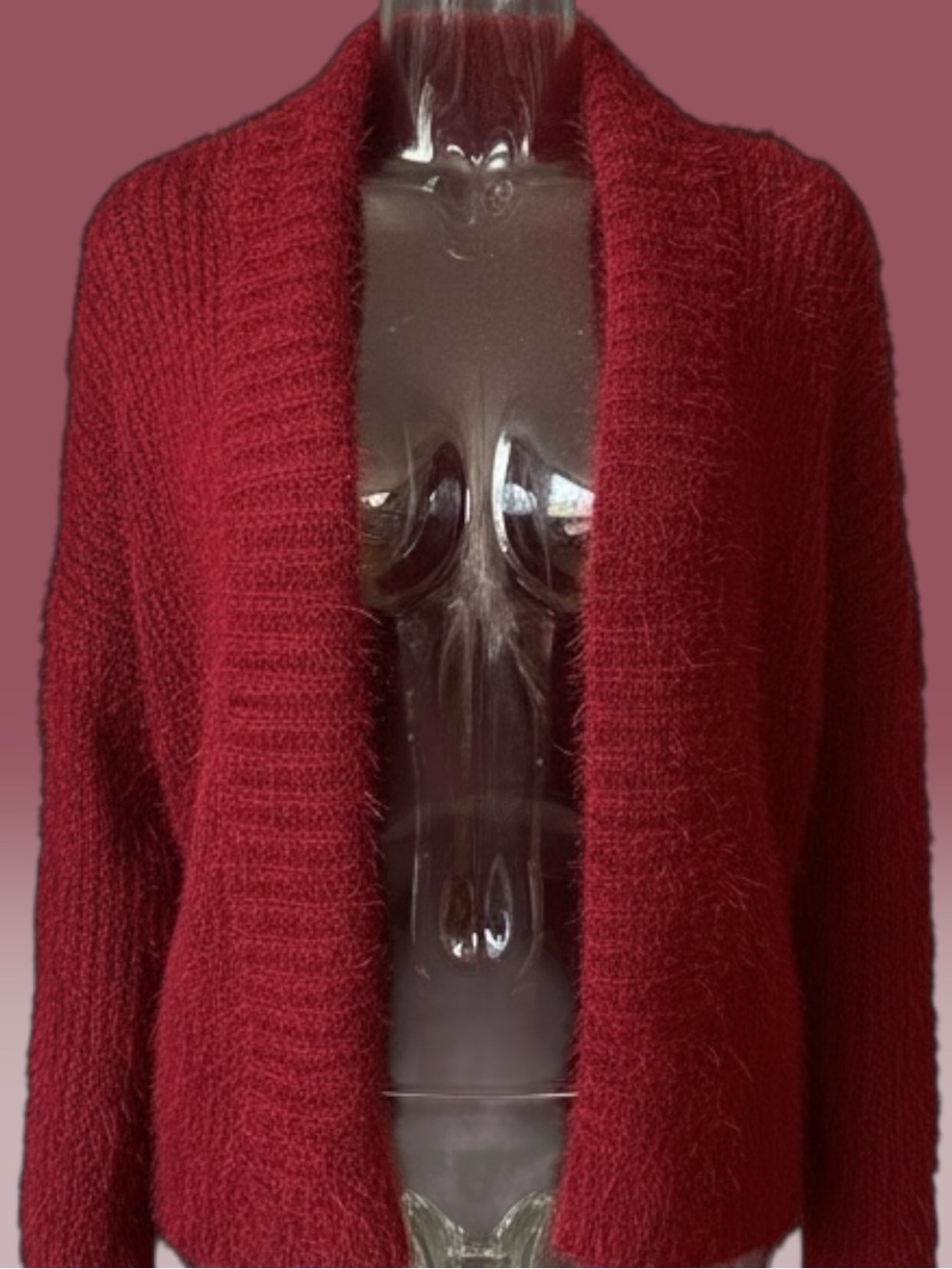 Express Plush Open-Front Cardigan - Deep Red